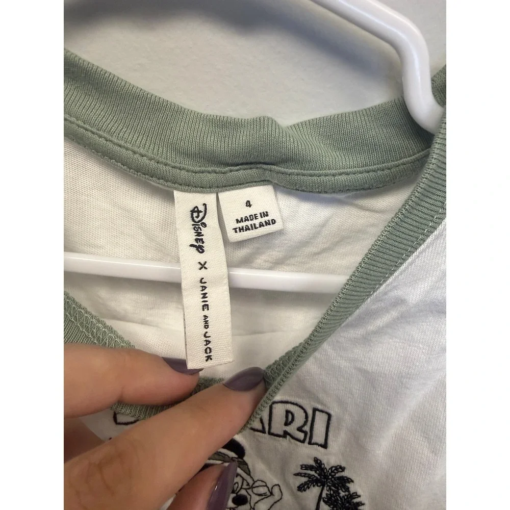 Disney x Janie and Jack Mickey Mouse Safari Ringer T-Shirt White Green Kids 4 - Picture 2 of 4